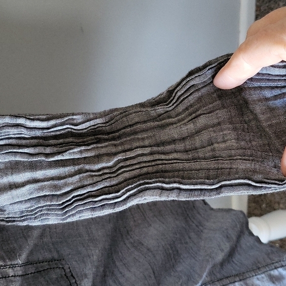 Maurices semi sheer gray button down top with crinkle sleeves - Picture 8 of 12